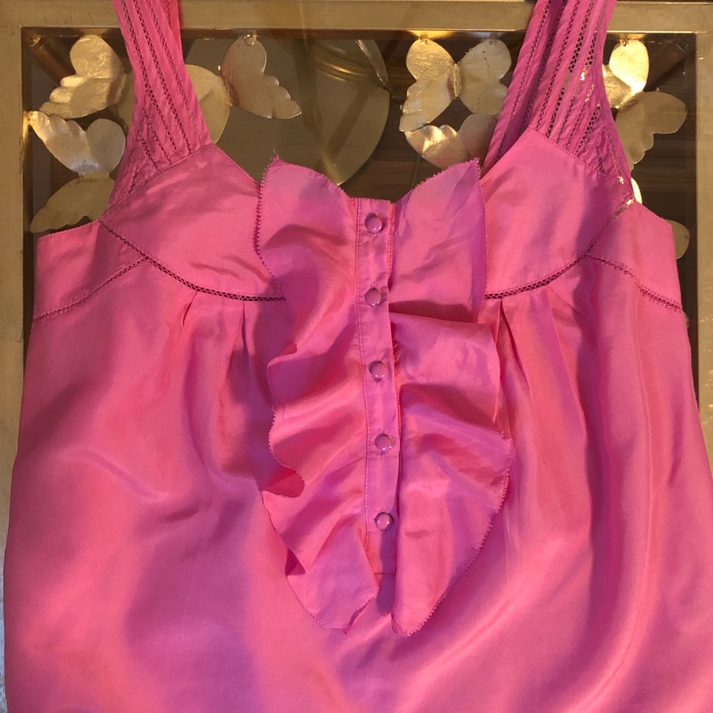 Anthropologie Silk Ruffle Tank